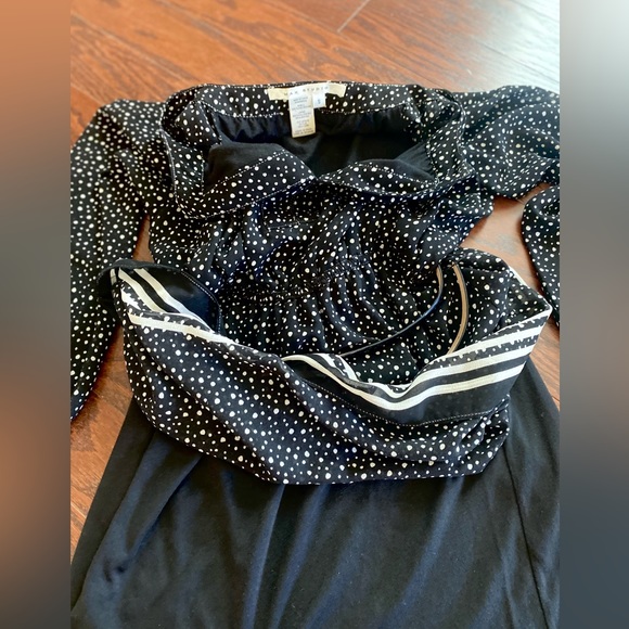 Long Sleeve dots DRESS with leather belt Max Studio Chiffon Cinch Waist Pullover - Picture 10 of 12